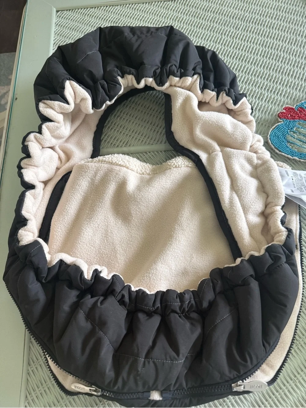 JJ Cole Black Infant baby seat cover with Sherpa lining